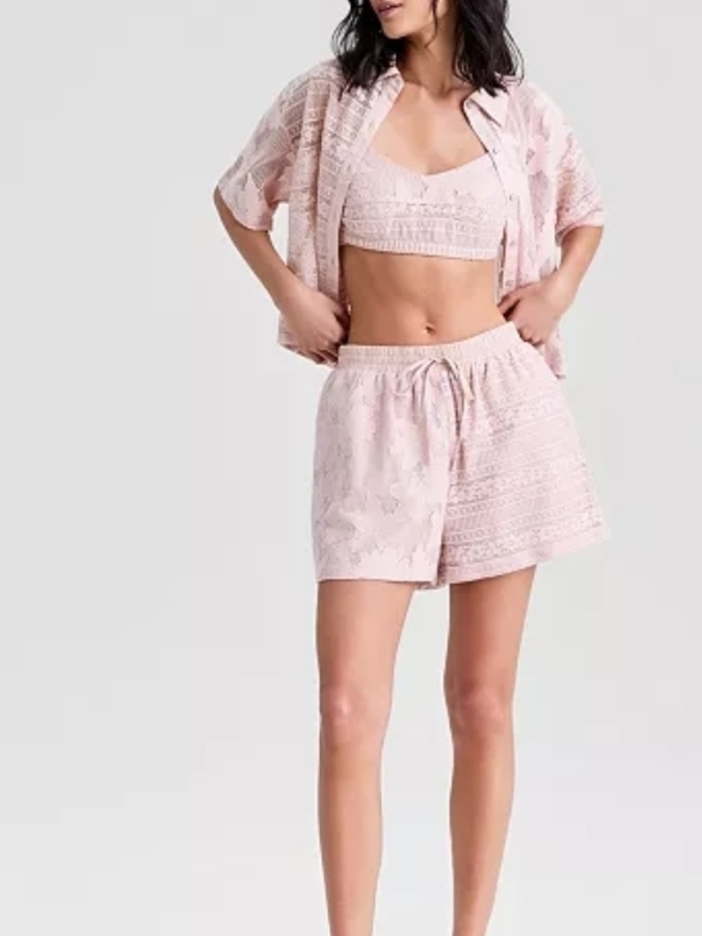 And Now This Women's Drawstring Soft Lace Shorts, Macy's Exclusive